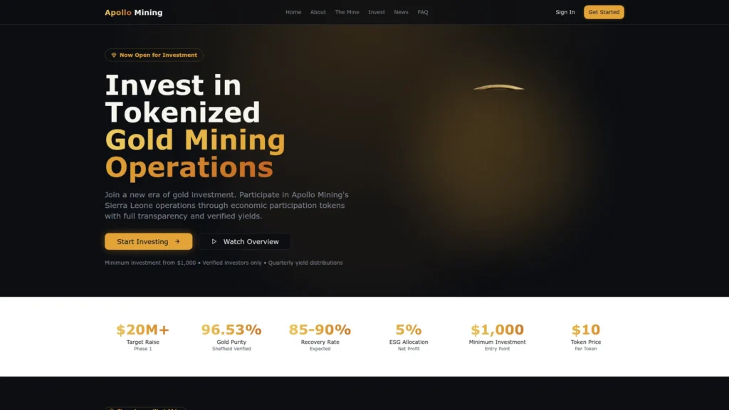Gold Mining Operations Tokenization
