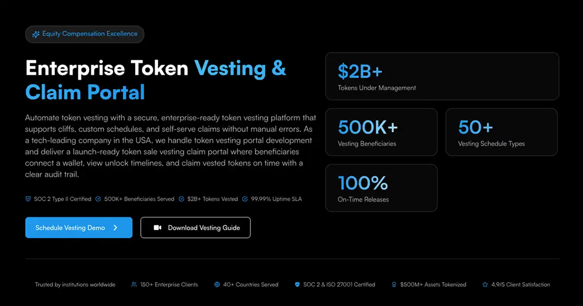 Token Vesting & Claim Portal Development | Enterprise Secure