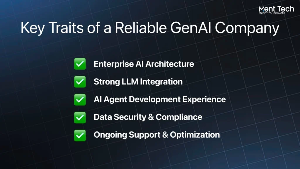 Key Traits of a Reliable GenAI Company
